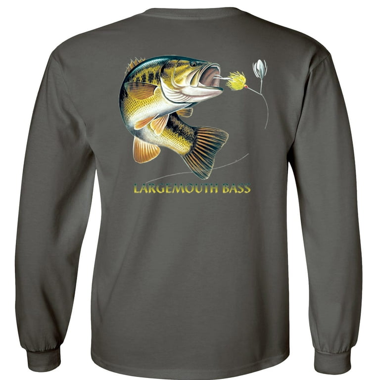 Fair Game Largemouth Bass Long Sleeve Shirt, combination profile, Fishing  Graphic Tee-Red-XL