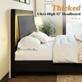 thumbnail image 6 of VanAcc King Size Wood Bed Frame with RGBW LED Light, Mid-Century Platform Bed with Floating Headboard and Solid Wood Legs, Easy Assembly, Black, 6 of 7