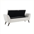 thumbnail image 2 of Teddy Upholstery 60-Inch 2-Seat Storage Bench, Mid-Century Modern Beige-Toned with Wood Legs, 2 of 10