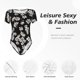 thumbnail image 4 of Balery Daisies Flowers Body de cuello redondo de manga corta para mujer Tops de manga corta Tops básicos-X-Large, 4 of 7