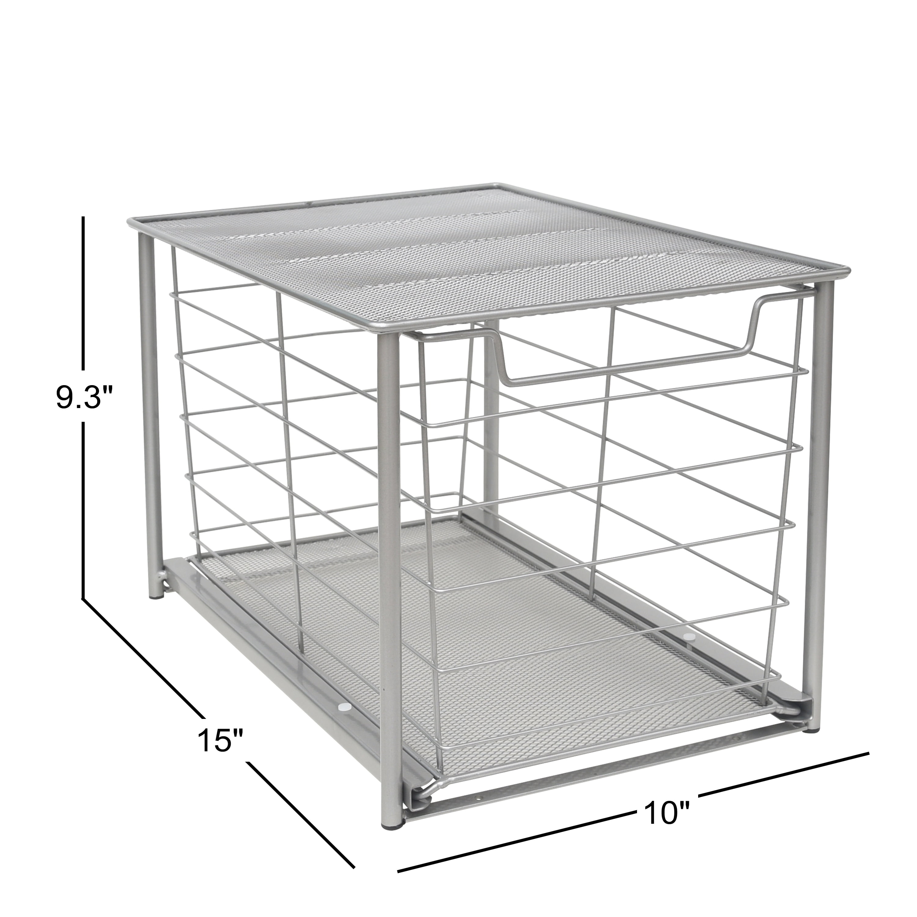 (2 pack) Mainstays Large Stackable Slide-Out Drawer Organizer, Satin Nickel, 15" x 10 " X 9.3"