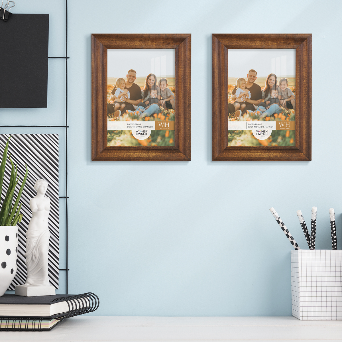 Grooved 3.5 in. x 5 in. Walnut Picture Frame (Set of 2)
