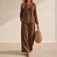 thumbnail image 3 of Women's 2 Piece Outfits Casual Lapel Half Zip Sweatshirts and Wide Leg Pants Tracksuit Sets, 3 of 4