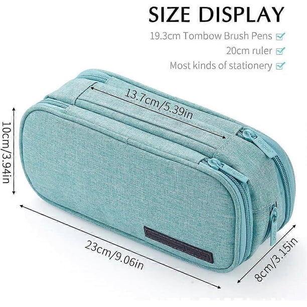 Portable Large Capacity Pencil Case 3 Compartments Portable Pencil Pouch Large Canvas Storage Bag for Boys Girls Adults Students Business Office (1 Pa