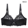 thumbnail image 1 of Sujetador de encaje Mujer Sexy Hacer subir Lencería Copa fina Ropa interior transpirable, Negro, 40CD tholdsy AP001126-08, 1 of 7