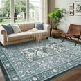 thumbnail image 3 of Garvee 8'x10' Vintage Floral Print Area Rug Botanical Rugs Living Room Rugs, Washable Rug Bedroom Carpet with Non-Slip Backing Bohemian Floor Mats for Dining Room Home Decor, Blue, 3 of 6