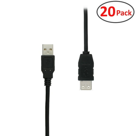 20 Pack Wd Caviar - (20 Pack) 10 ft Hi-Speed USB 2.0 Type A Male to Type A Female Extension Cable - Lifetime Warranty