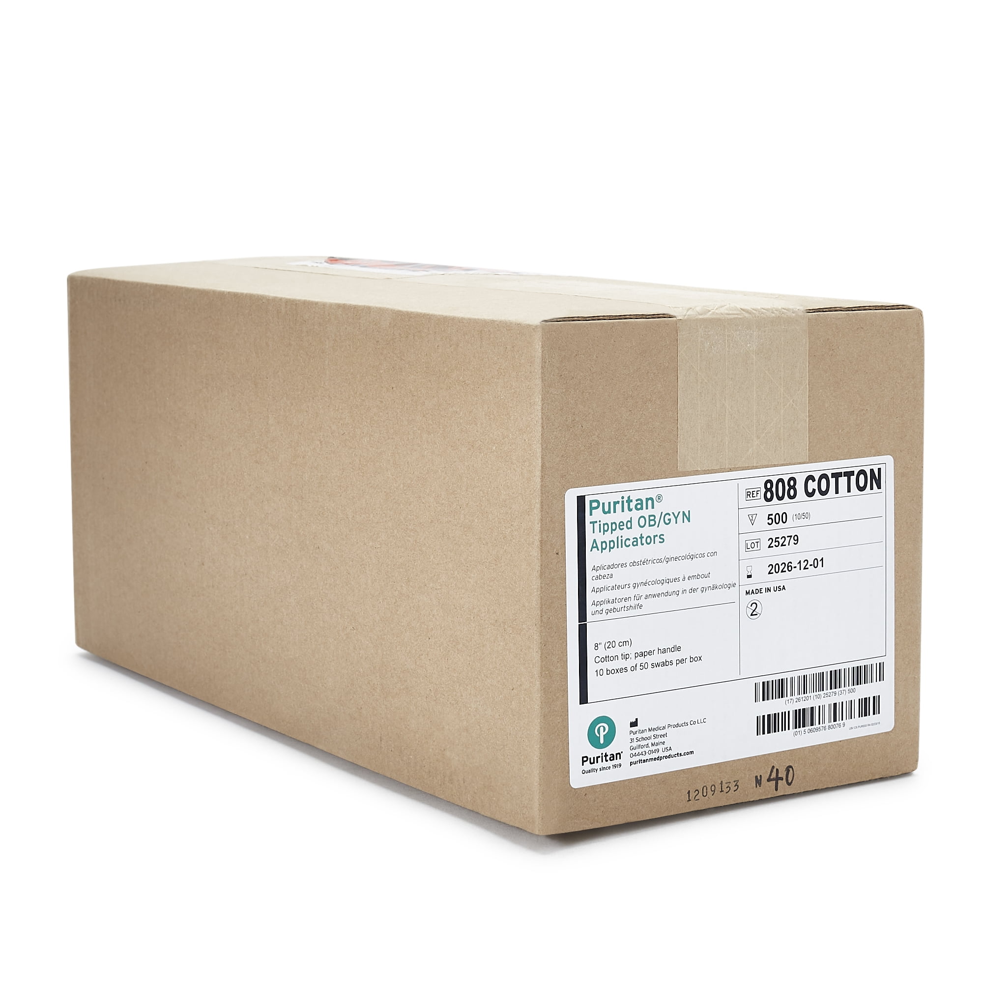 Puritan OB/GYN Swab NonSterile 8 Inch Length Paper Shaft / Cotton Swab 808 COTTON 10 Box(s) 50 /Box