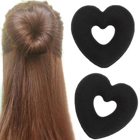 Women Hair Styling Heart Donut Bun Wraps Hair Ring Bud Clip Hair
