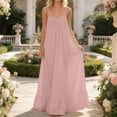 thumbnail image 6 of Qgtaibl Womens Spaghetti Strap Long Dress Fashion Backless Ruffled Hem Maxi Dress Summer Crew Neck Vacation Sundress Pink XL, 6 of 9