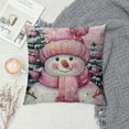 thumbnail image 2 of Qinduosi Pink Snowman Pillow Cover for Sofa Bed Couch, Xmas Tree Pattern Throw Pillow Case for Living Room, Linen Pillow Cushion Cover ", No Pillow Insert, 2 of 5