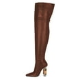 thumbnail image 2 of FSJ Women Simple Square Closed Toe Over The Knee Boots Sparkly Crystal Block Heel Thigh High Boots Back Zipper Party Prom Office Boots Shoes Size 8.5 Brown, 2 of 4