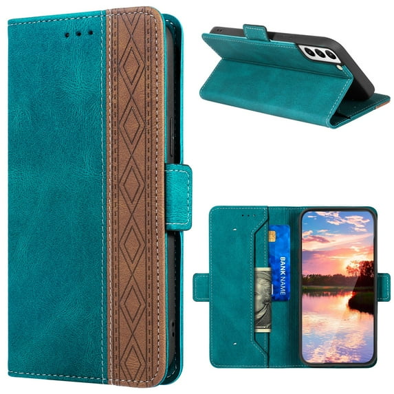 SaniMore Samsung Galaxy S23 Plus Case (6.6 inch 2023), PU Leather Wallet Rfid Blocking Card Slots Cover with Magnetic Closure Flip Kickstand Full Protective Shockproof Folio Shell, Darkgreen