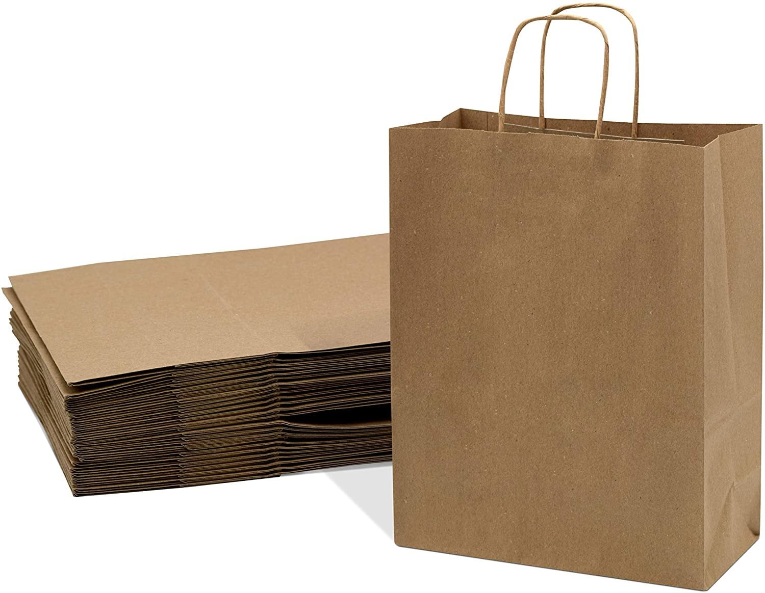 8"x4.25"x10.5" Kraft Paper Bags Gift Bag with Handles for Wedding Party Shopping 