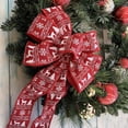 thumbnail image 3 of Red Fair Isle Christmas Bow - 10" Wide, 18" Long Pre-Tied Bow, Door Decor, Wreath, Winter, 3 of 4