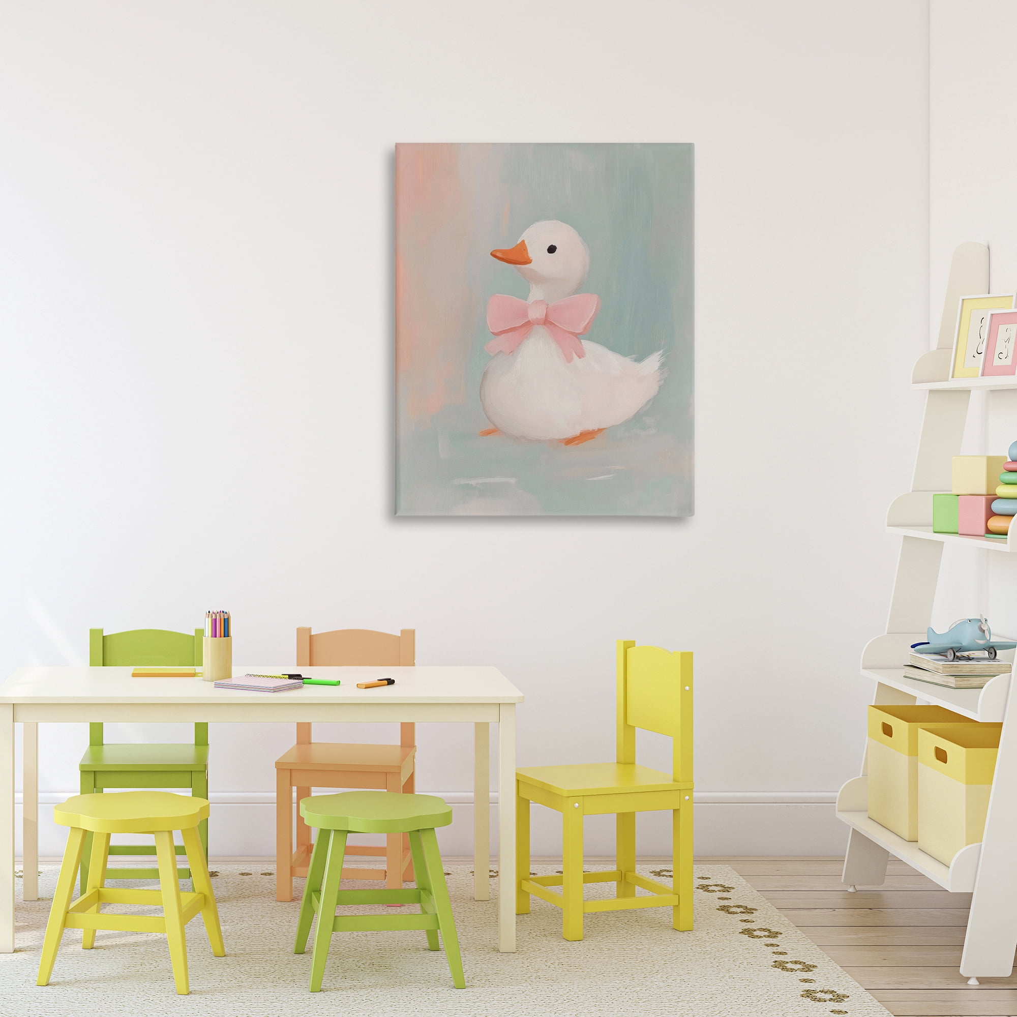 Stupell Industries Duckling Portrait with Bow Canvas Wall Art, design by The Prints Vibe