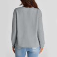 thumbnail image 4 of Blouses for Women Dressy Casual Women's Solid Color Casual Texture With Pockets Long Sleeved Sweatshirt Sweatshirt Round Neck Pullover Top, 4 of 8