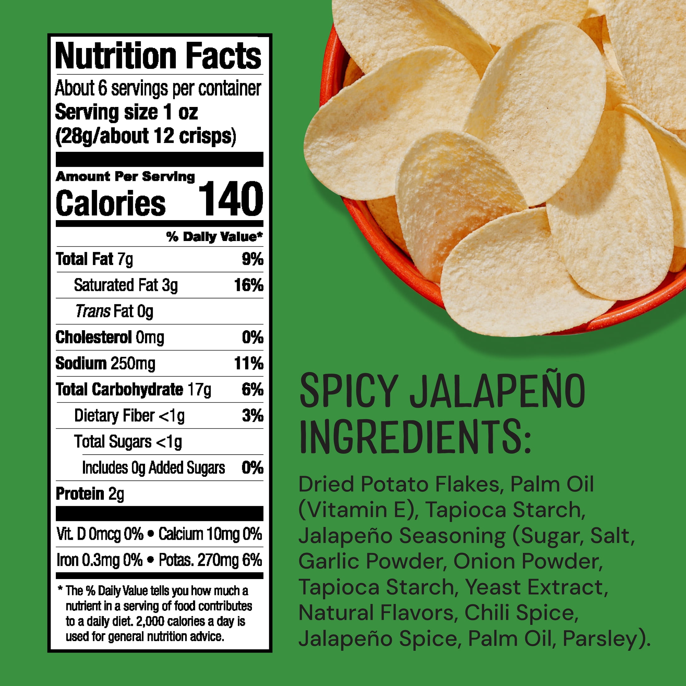 (4 pack) The Good Crisp Company Gluten Free Spicy Jalapeno Snack Chips, 5.6 oz