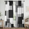 thumbnail image 1 of Black and Grey Geometry Curtains Length Room Modern 52W x 84L Inch Gray Abstract Rod Pocket Curtain for Bedroom Kitchen Living Room Window Drapes 2 Panels, 1 of 6