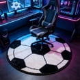 thumbnail image 4 of Football Shaped Round Area Rug,31.5in Soft Fluffy Sports Theme Floor Mat,Non Slip Circular Carpet for Bedroom Living Room Entryway Home Indoor Sports Style Decor, 4 of 6
