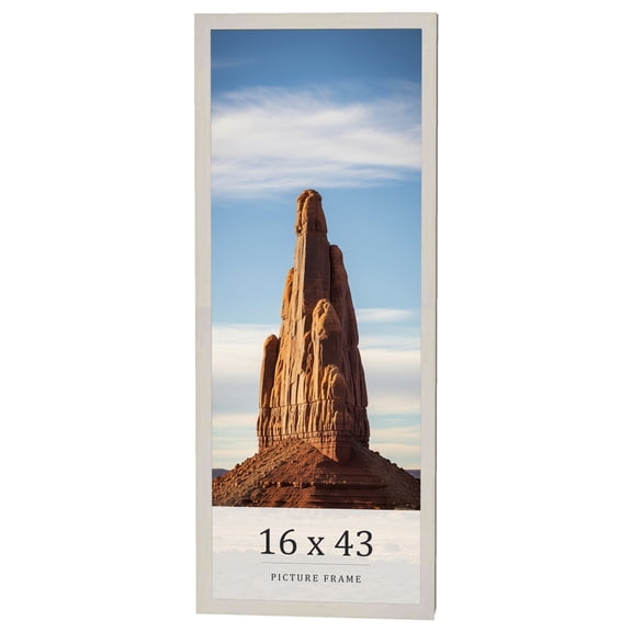 16x43 Frame White Wheat Solid Wood Picture Frame | Moulding Width 0.75 Inches | Interior Depth 0.5