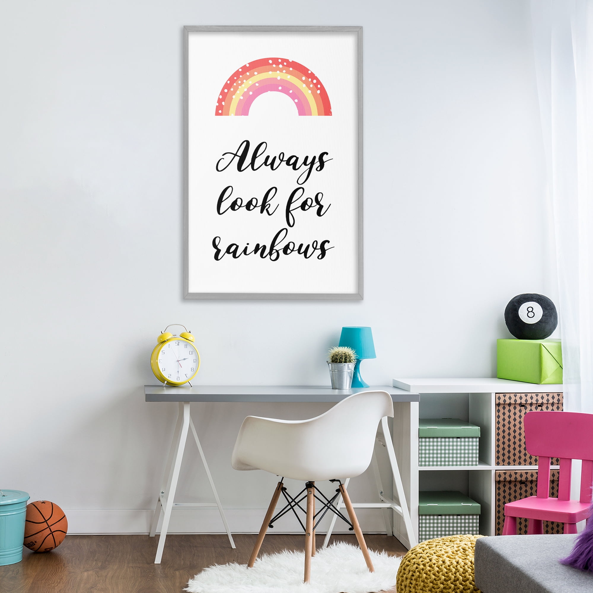 Stupell Industries Always Look For Rainbows Gray Framed Giclee Art, design by Martina Pavlova