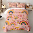 thumbnail image 2 of Manfei Boho Rainbow Quilt Full, Sun Moon Heart Full Bedspread Sets, Orange Pink, 3-Piece, 1 Coverlet and 2 Pillowcases, 2 of 7