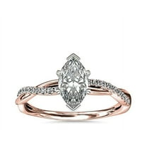 0.75 Carat Brilliant Marquise Cut Natural Diamond Elegant Solitaire with Accents Wedding Ring for her in Solid 14K Rose Gold Size 9.5