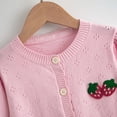 thumbnail image 4 of GYRATEDREAM Toddler Girls Cardigan Sweater Kids Uniform Tops Crew Neck Long Sleeve Solid Strawberry Sweaters 3-7 Years, 4 of 9