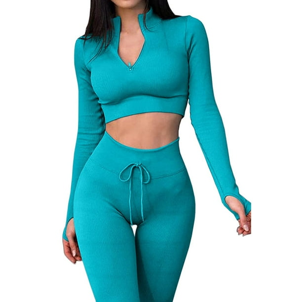 Women's 2 Piece Sleeveless Crop Top with Sexy Booty Leggings Suit