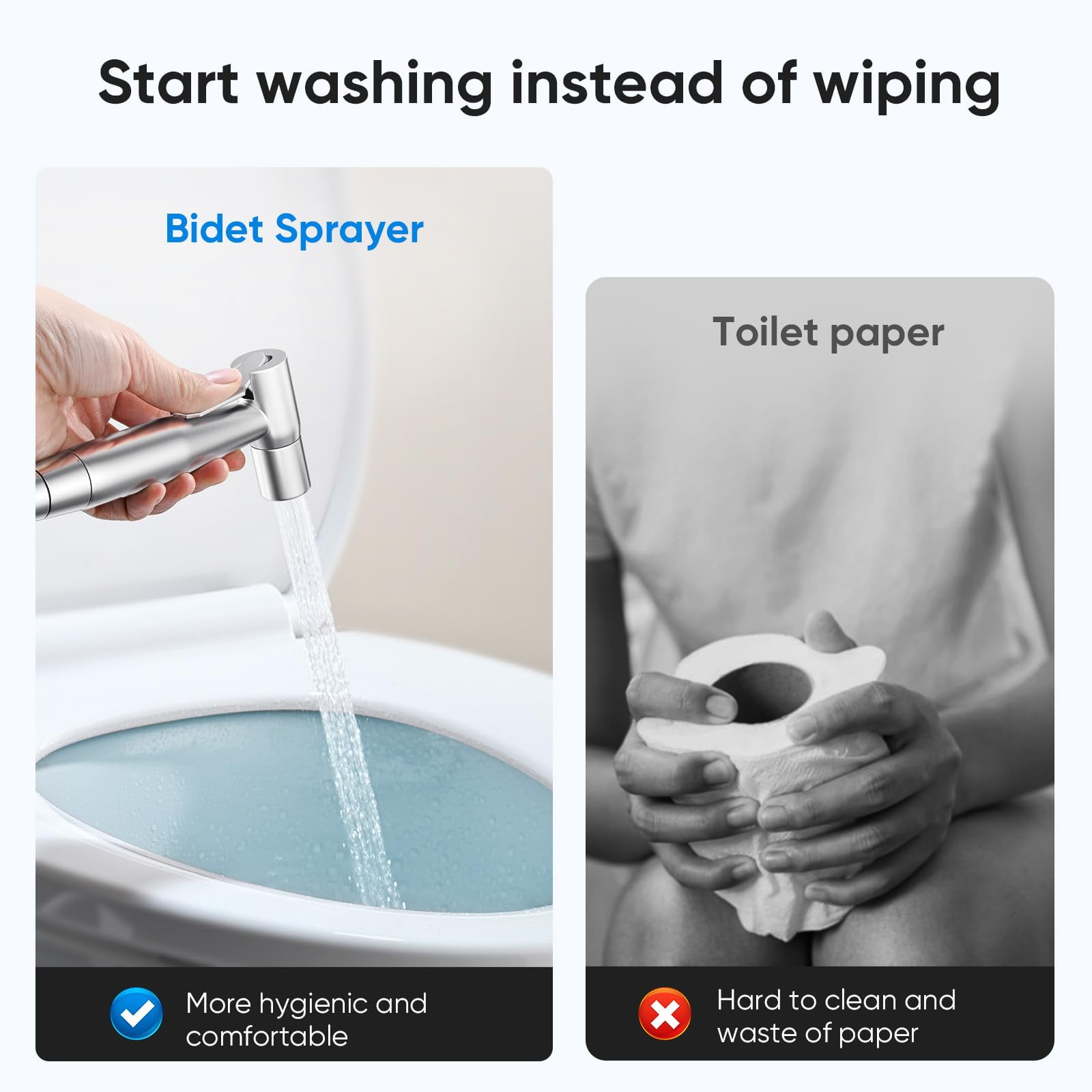 2Pack Handheld Bidet Sprayer for Toilet, 7/8" Stainless Steel Toilet Bidet Sprayer