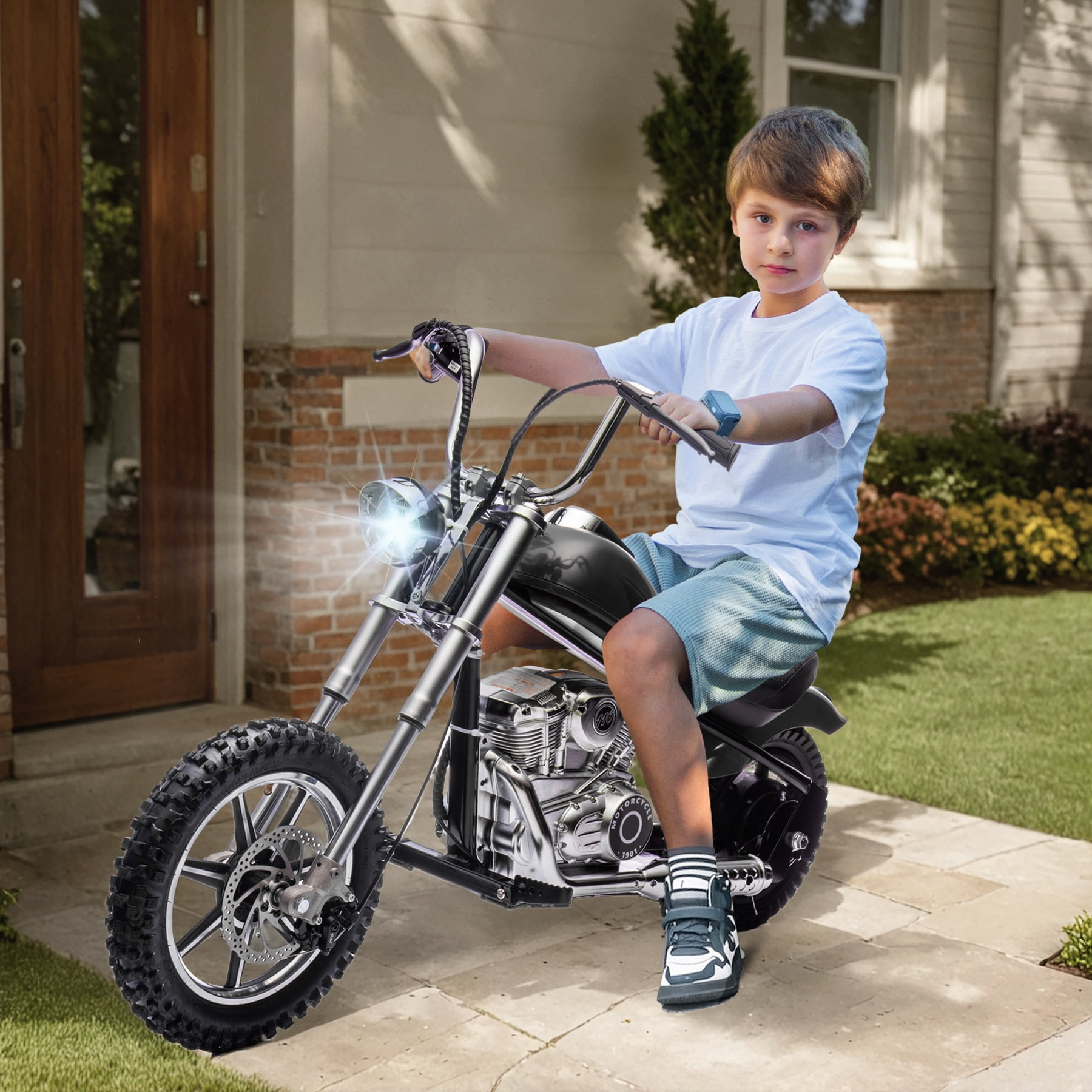 JoyWheels 36V Electric Dirt Bike, 350W Ride on Toy Motorcycle for kids,14mph, Black
