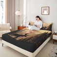 thumbnail image 3 of Castle Fairy Rustic Jungle Moose Bed Sheets 4-Piece,Woodland Animal Full Size Sheets,Tan Black Cream,1 Fitted Sheet, 1 Flat Sheet and 2 Pillowcases, 3 of 6