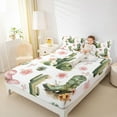 thumbnail image 4 of Homewish Green Cactus Botanical Bed Sheets, Wetsern Princess Hat King Sheets, Pink Cherry Blossoms Sheet Set, Super Cozy Room Decor, 4 Pieces, 4 of 7
