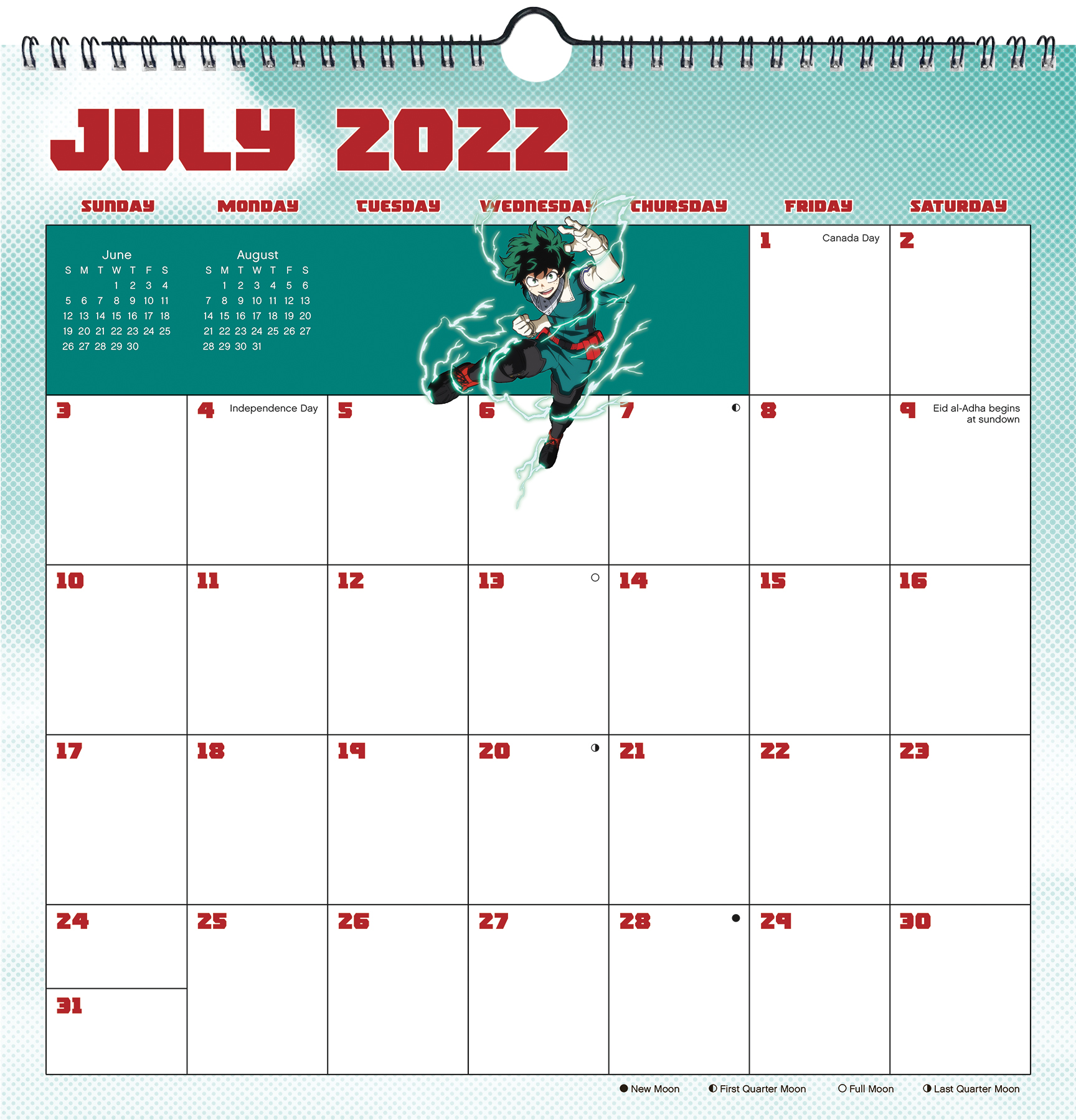 2022-2023 My Hero Academia Academic Spiral Wall Calendar (July 2022 - June 2023)