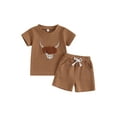 thumbnail image 2 of Yunliwuli Kids Boys Shorts Set, Short Sleeve Embroidery Cow T-shirt with Elastic Waist Shorts Toddler Set Summer Outfit, 2 of 10