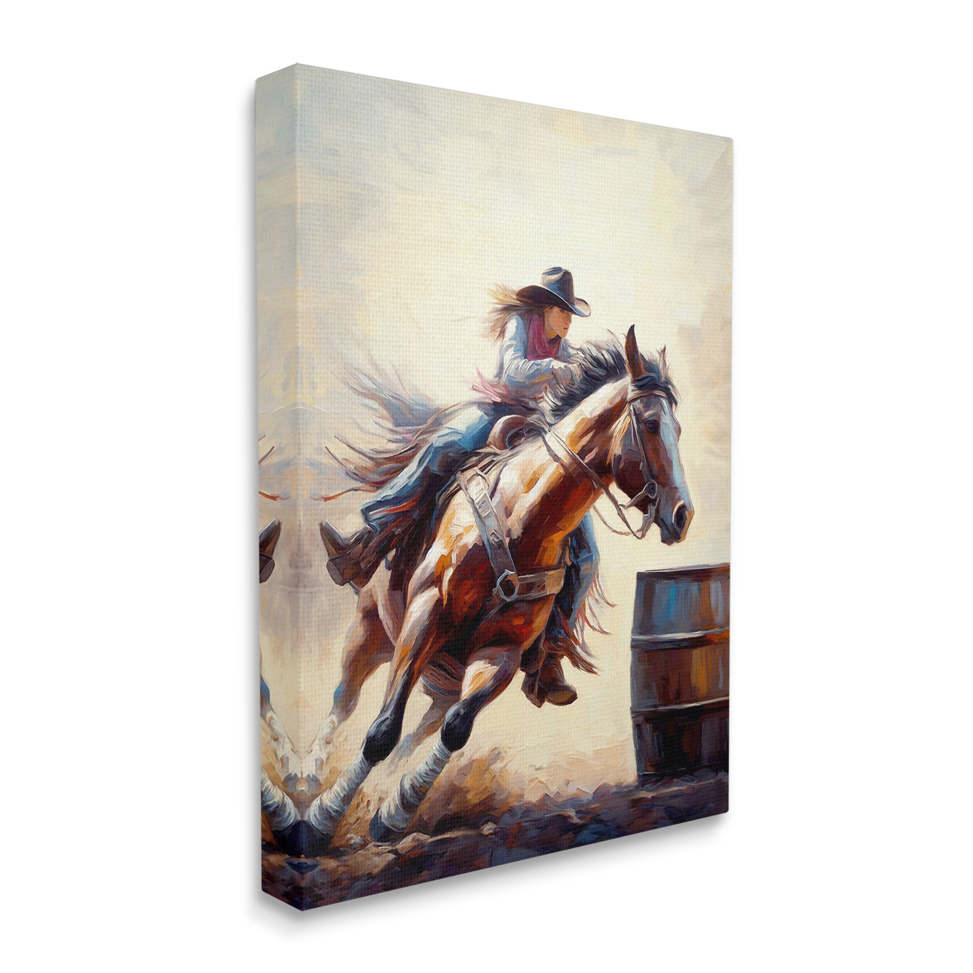 Stupell Industries Galloping Jockey Girl Animals & Insects Painting Gallery Wrapped Canvas Art Print Wall Art, 36 x 48
