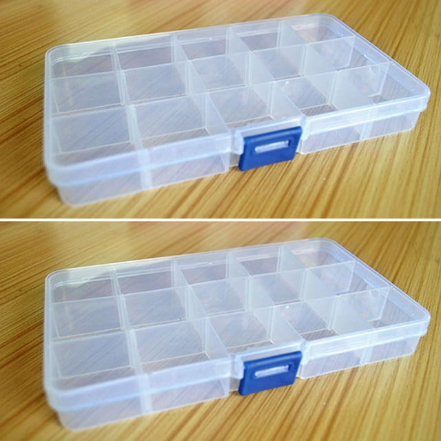 Utility 5 Colors 15 Grids Jewelry Nail Art Beads Tool Craft Adjustable Organizer Storage Box Case Holder