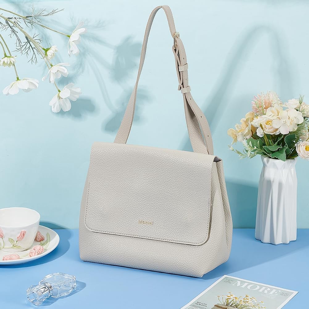 Colorful DIY Imitation Leather Shoulder Bag Sewing Set Women's Crossbody Handbag Making Kits Imitation Leather Handmade Satchel Handbag Making Kit for Handmade Craft Bag Making Accessories White