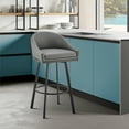 thumbnail image 3 of Noran Swivel Counter Stool in Black Metal with Grey Faux Leather, 3 of 7