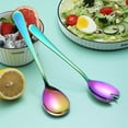 thumbnail image 3 of Duslogis Rainbow Salad Server Set 2 Pieces, Titanium Rainbow Plating Stainless Steel Salad Serving Set, Salad Spoon, Salad Servers, Salad Fork, Dishwasher Safe (Rainbow), 3 of 7