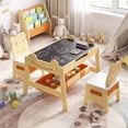 thumbnail image 2 of Costway 5-in-1 Kids' Table & Chair Set with Chalkboard, Whiteboard, 3 Storage Bins, 4 Hooks Natural + White + Orange, 2 of 10