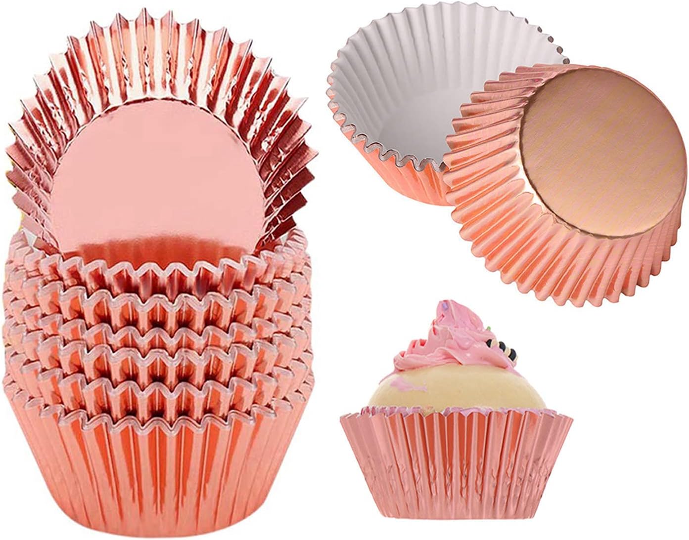 Bigqin Cupcake Liners – 50 Stuks Gradiënt Kleur Muffinbakjes Van Papier En Folie (5x7x4 Cm) Voor Feesten En Bakken