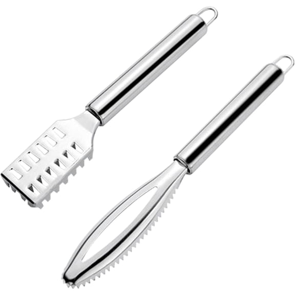 QenASHaing Fish Scaler Brush,Sawtooth Design Stainless Steel Fish Scaler Remover,Fish Descaler Tool with Hanging Hole,Fish Scale Remover Cleaner