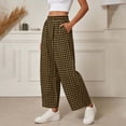 thumbnail image 5 of GUACER Womens Gingham Check Wide Leg Pants Elastic Waist Drawstring Casual Lounge Trousers Pockets, 5 of 6