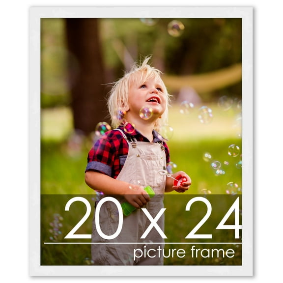 20x24 Frame White Complete Wood Picture Frame with UV Acrylic, Foam Board Backing, & Hardware
