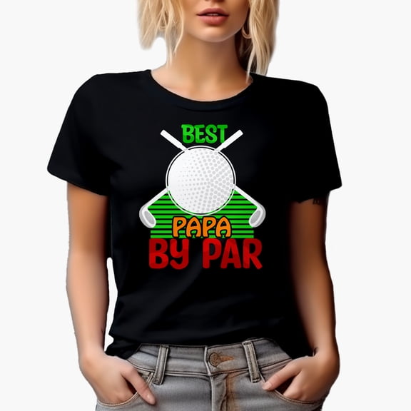 Best Papa by Par Pun Quote with Ball & Clubs, Golf Player, Golfing or Golfer Themed Merch Gift, Black T-Shirt, Small