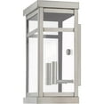 thumbnail image 6 of 7.5 inch 2 Light Brushed Nickel Outdoor Wall Lantern with Clear Glass Shade backed with Solid Brass material for patio, front porch, entryway and more, 6 of 6