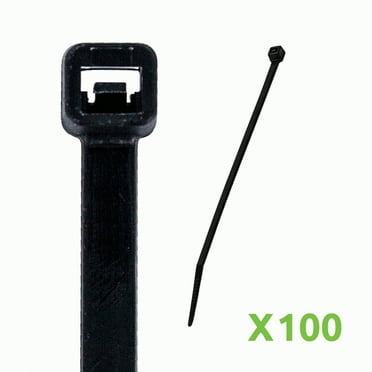 NavePoint 6 Inch Nylon UV Resistant Cable Wire Zip Tie 50 lbs - Black 100 Pack Lot Pcs Qty