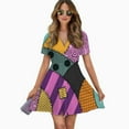thumbnail image 2 of Sally Ragdoll Women Dress V-Neck Short Sleeve Flowy Swing Party Midi Dress, 2 of 4